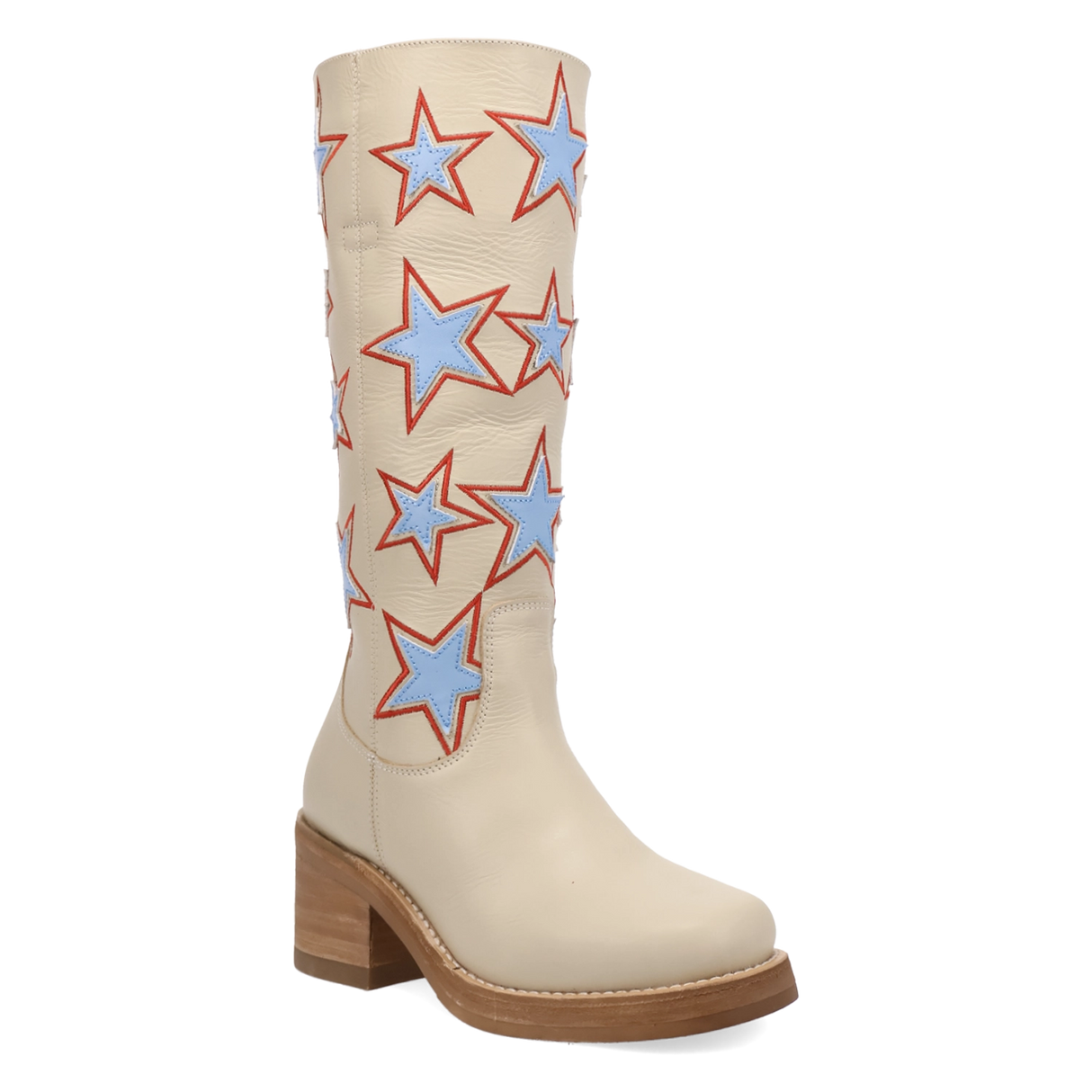 Women's American Dream Leather Round Toe Boots Cream Color - Dingo