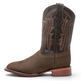 Botas de Piel Punta Cuadrada Piton Grabado Nobuck- Rodeo Imports