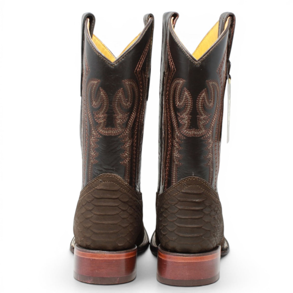 Botas de Piel Punta Cuadrada Piton Grabado Nobuck- Rodeo Imports