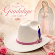 Sombrero vaquero para nina de telar 1x1 edicion Virgen de Guadalupe con toquilla imitacion avestruz color rosa y pluma genuina Hooch Boots HSN31