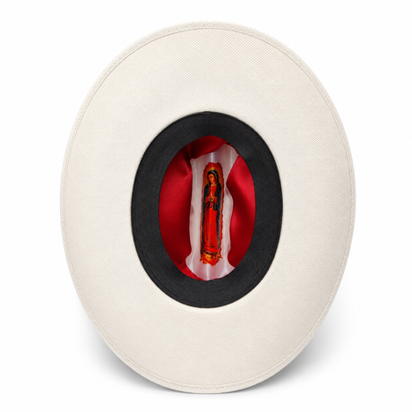 Sombrero vaquero para nina de telar 1x1 edicion Virgen de Guadalupe con toquilla imitacion avestruz color rosa y pluma genuina Hooch Boots HSN31 vista 4