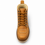Bota de trabajo para hombre punta redonda de piel crazy color miel con suela de hule Hooch Boots H50151 vista superior