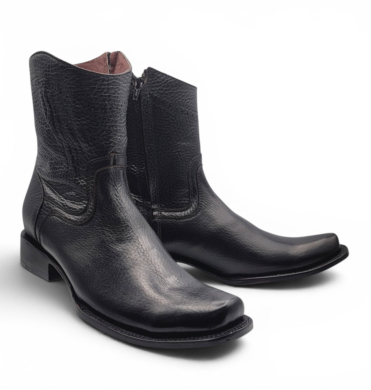 Bota Vaquera para Hombre Punta Dubai de Piel Privo Color Negro – Hooch Boots H52PD0595