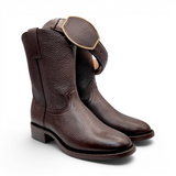 Bota vaquera para hombre punta redonda de piel original color cafe con tacon roper Hooch Boots H52PR9495