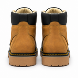 Bota de trabajo de 6" para hombre punta moc de piel genuina color miel y negro con suela de hule resistente a aceite y acido Hooch Boots H60351 par vista trasera