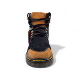 Zapato de trabajo para hombre punta redonda de piel genuina acabado gamuza color negro y miel con suela de hule transparente Hooch Boots H70151