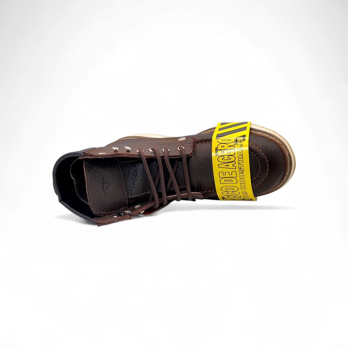 Bota de trabajo de 6" para hombre punta moc con casquillo de composite de piel genuina color chocolate con suela de hule antiderrapante resistente a aceite Hooch Boots H801C94
