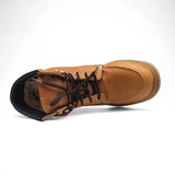 Bota de trabajo de 6" para hombre punta moc de piel genuina color miel con suela de hule antiderrapante resistente a aceite Hooch Boots H801T51