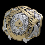 Hebilla Vaquera Doble Revolver y As de Espadas - Crumrine - M&F Western Products black background