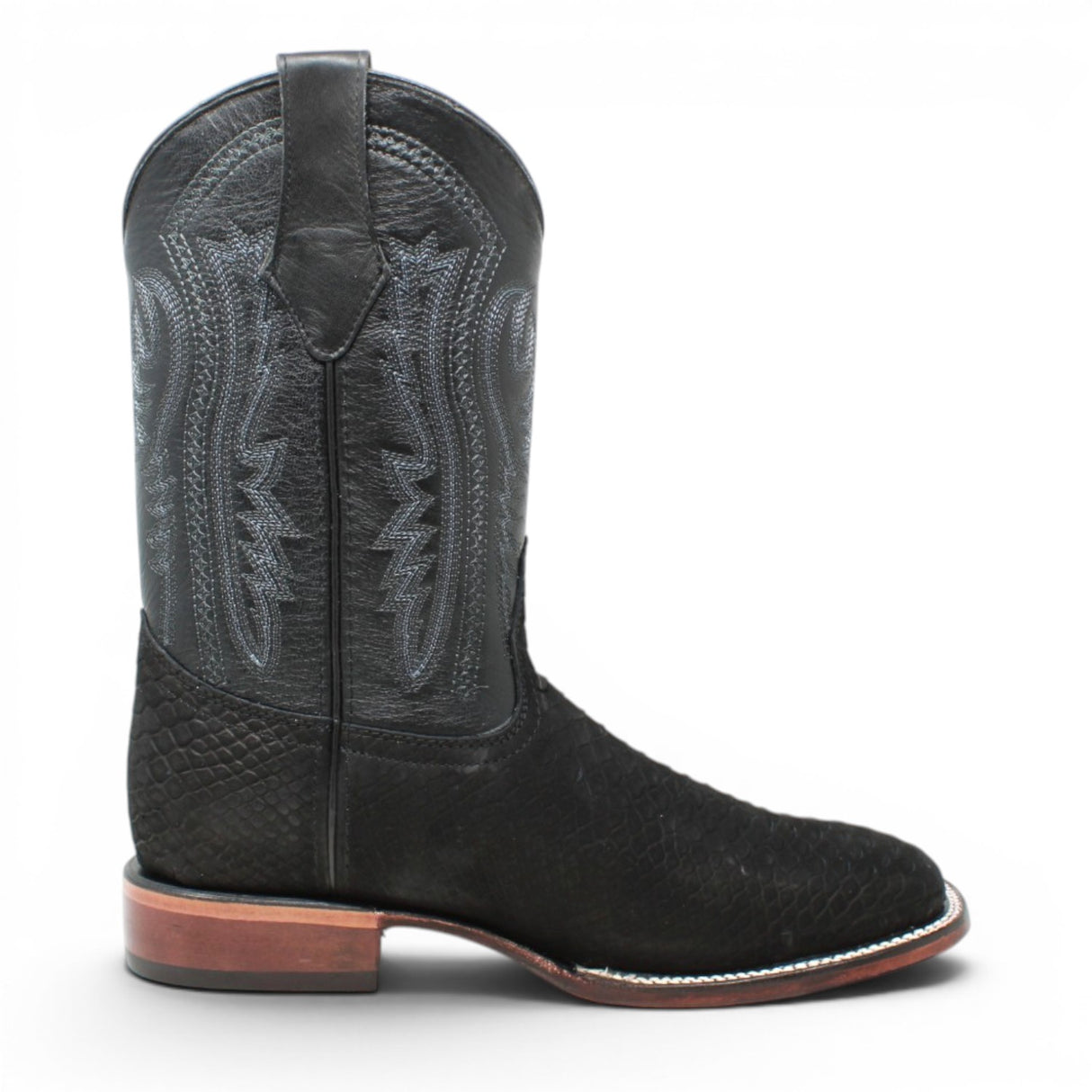 Botas de Piel Punta Cuadrada Piton Grabado Nobuck- Rodeo Imports