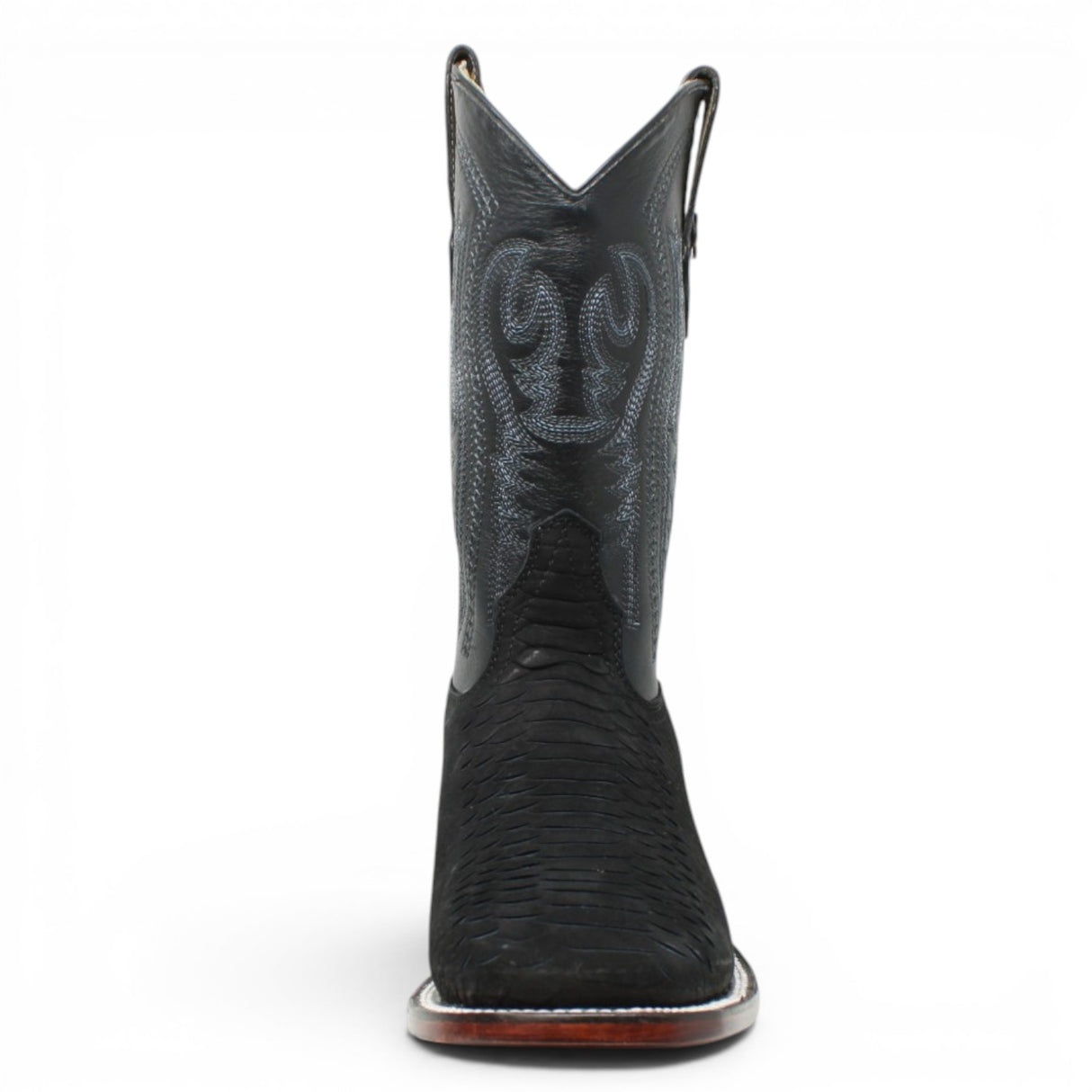 Botas de Piel Punta Cuadrada Piton Grabado Nobuck- Rodeo Imports
