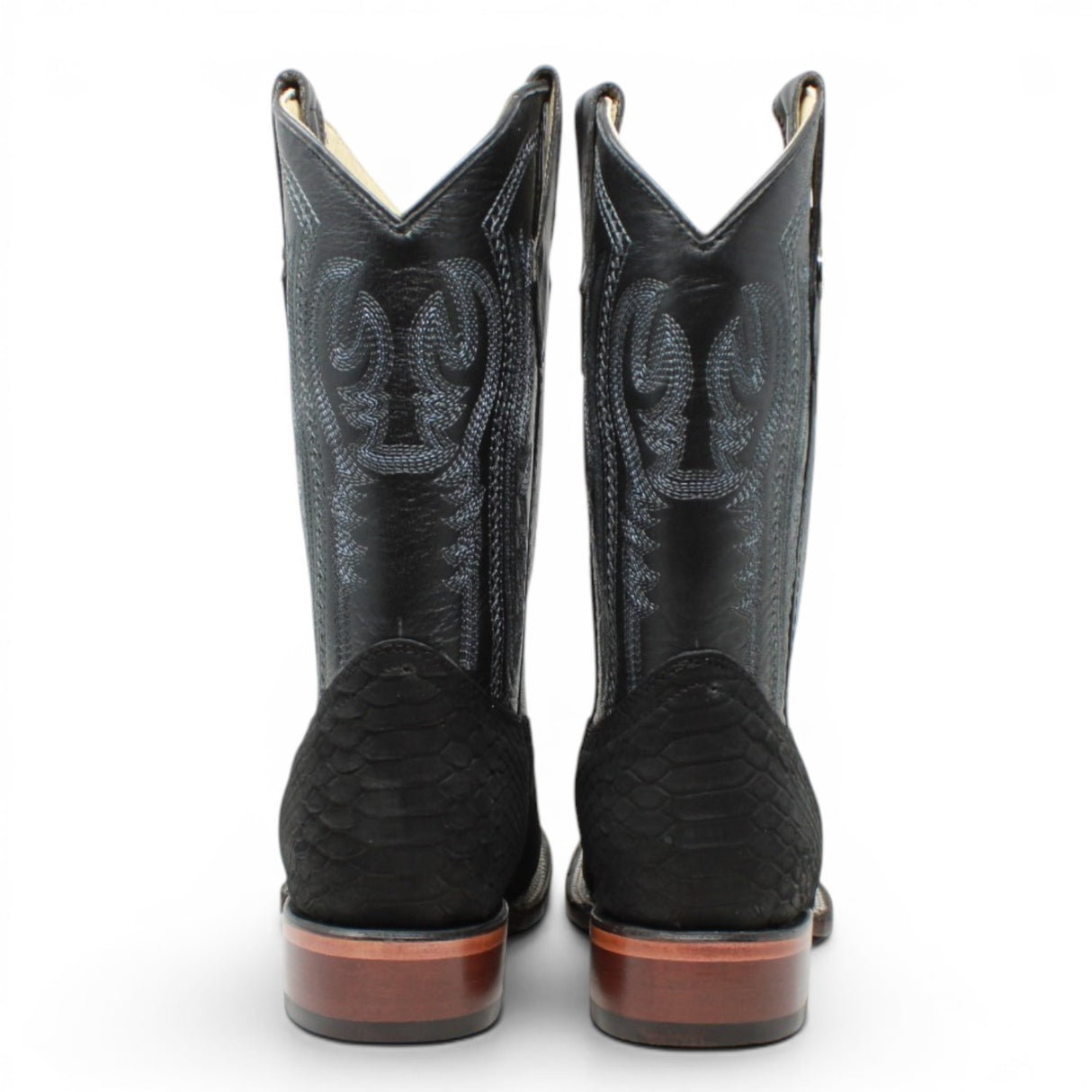 Botas de Piel Punta Cuadrada Piton Grabado Nobuck- Rodeo Imports