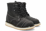 Zapato de trabajo para hombre punta redonda de piel crazy color negro con suela de hule Hooch Boots H50205