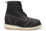 Zapato de trabajo para hombre punta redonda de piel crazy color negro con suela de hule Hooch Boots H50205