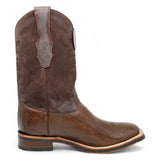 Botas de Avestruz Pata Original Punta Rodeo Cuadrada Ancha Color Cafe - Los Altos Boots