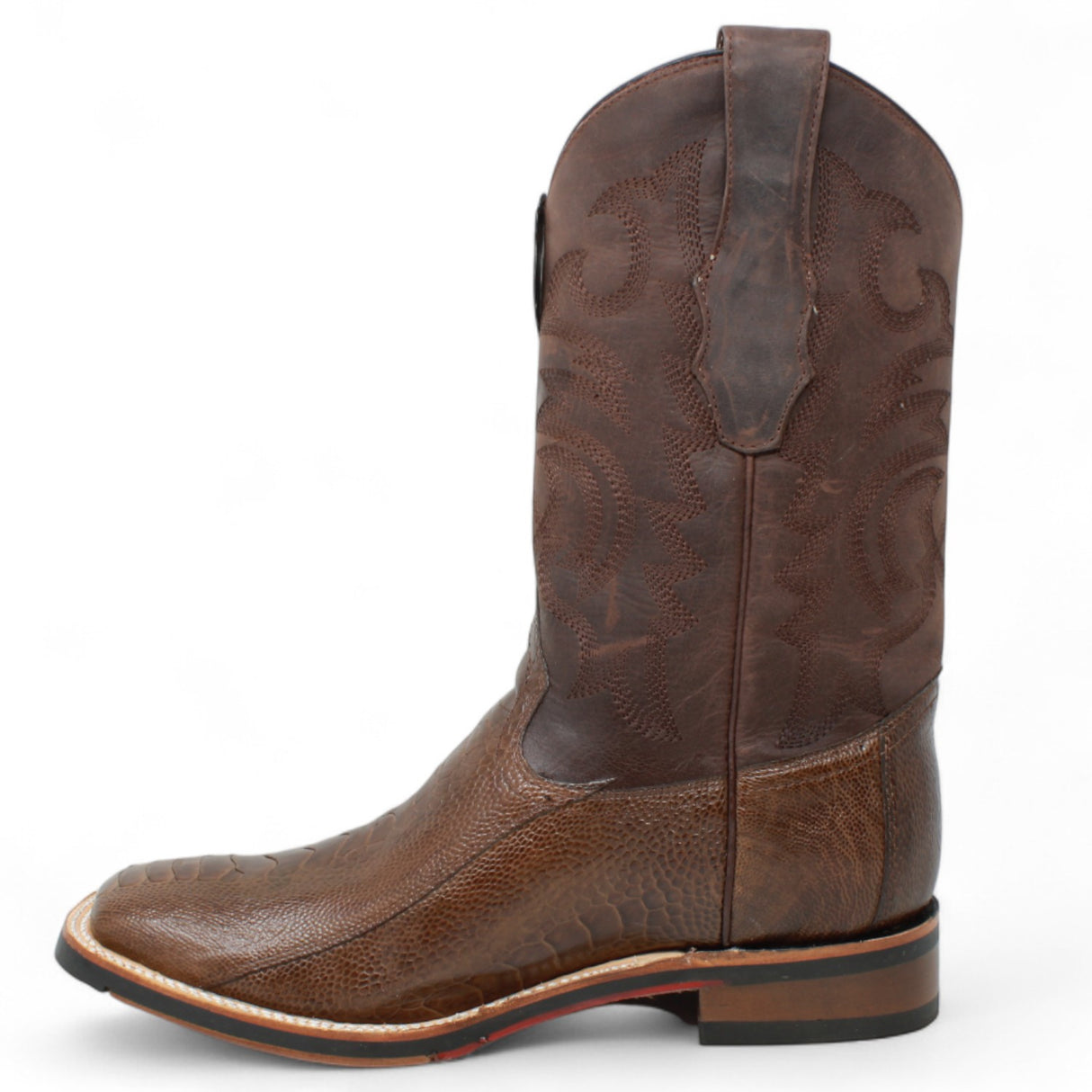 Botas de Avestruz Pata Original Punta Rodeo Cuadrada Ancha Color Cafe - Los Altos Boots