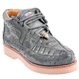 Genuine Caiman Crocodile & Ostrich Casual Shoes Gray Color – Los Altos Boots – Side View