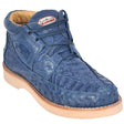 Genuine Caiman Crocodile & Ostrich Casual Shoes Blue Jean Color – Los Altos Boots – Side View