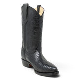 Botas vaqueras para hombre La Careta LC-099 de piel de cuero vacuno con grabado imitación Lizard color negro, horma Puntal J-Toe y suela de vaqueta. Angle