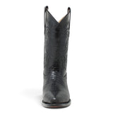 Botas vaqueras para hombre La Careta LC-099 de piel de cuero vacuno con grabado imitación Lizard color negro, horma Puntal J-Toe y suela de vaqueta. Front