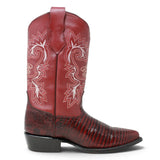 Botas vaqueras para hombre La Careta LC-099 de piel de cuero vacuno con grabado imitación Lizard color negro, horma Puntal J-Toe y suela de vaqueta. medial