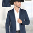Saco vaquero para caballero Montero modelo 2189 color navy, con solapa clásica, botones frontales y detalles decorativos en bolsillos, estilo western elegante.