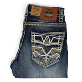 Montero Men's Modern Bootcut Denim Blue Jeans-MON 4678