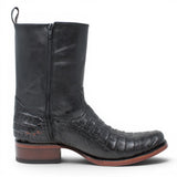 Bota Corta Dubai de Cocodrilo Grabado Panza Color Negro con Cierra Q79BZ8205
