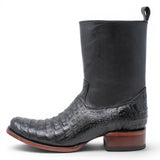 Bota Corta Dubai de Cocodrilo Grabado Panza Color Negro con Cierra Q79BZ8205