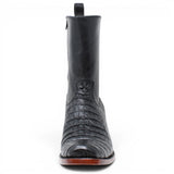 Bota Corta Dubai de Cocodrilo Grabado Panza Color Negro con Cierra Q79BZ8205