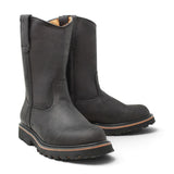 Bota de trabajo para hombre de piel con punta redonda y suela de hule Tractor de alta tracción, disponible en negro