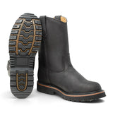 Bota de trabajo para hombre de piel con punta redonda y suela de hule Tractor de alta tracción, disponible en negro Suela
