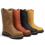 Bota de trabajo para hombre de piel con punta redonda y suela de hule Tractor de alta tracción, disponible en  4 colores  angle