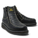 Botín de trabajo para hombre Diego’s Boots en piel negro, con doble cierre lateral, costuras contrastantes y suela de hule.