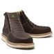 Botín de trabajo para hombre Diego’s Boots en piel café, con doble cierre lateral, costuras contrastantes y suela de hule.