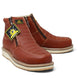 Botín de trabajo para hombre Diego’s Boots en piel shedron, con doble cierre lateral, costuras contrastantes y suela de hule.
