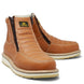 Botín de trabajo para hombre Diego’s Boots en piel miel, con doble cierre lateral, costuras contrastantes y suela de hule.