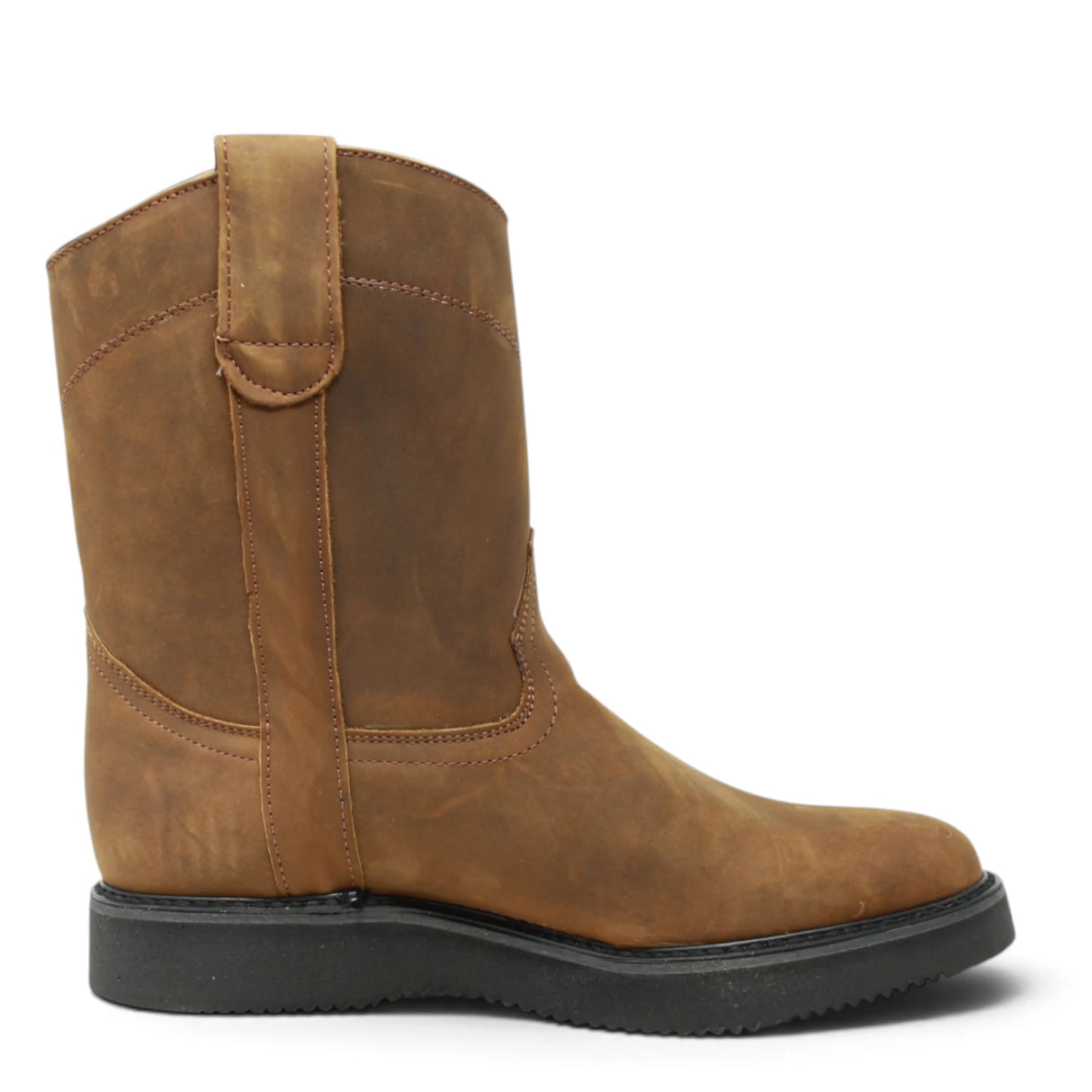 Bota de trabajo para hombre en color tang con punta redonda, caña media y suela de hule Mil Rayas resistente. medial