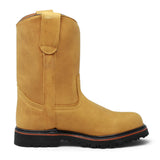 Bota de trabajo para hombre de piel con punta redonda y suela de hule Tractor de alta tracción, disponible en miel, medial
