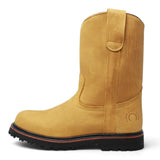Bota de trabajo para hombre de piel con punta redonda y suela de hule Tractor de alta tracción, disponible en miel, lateral