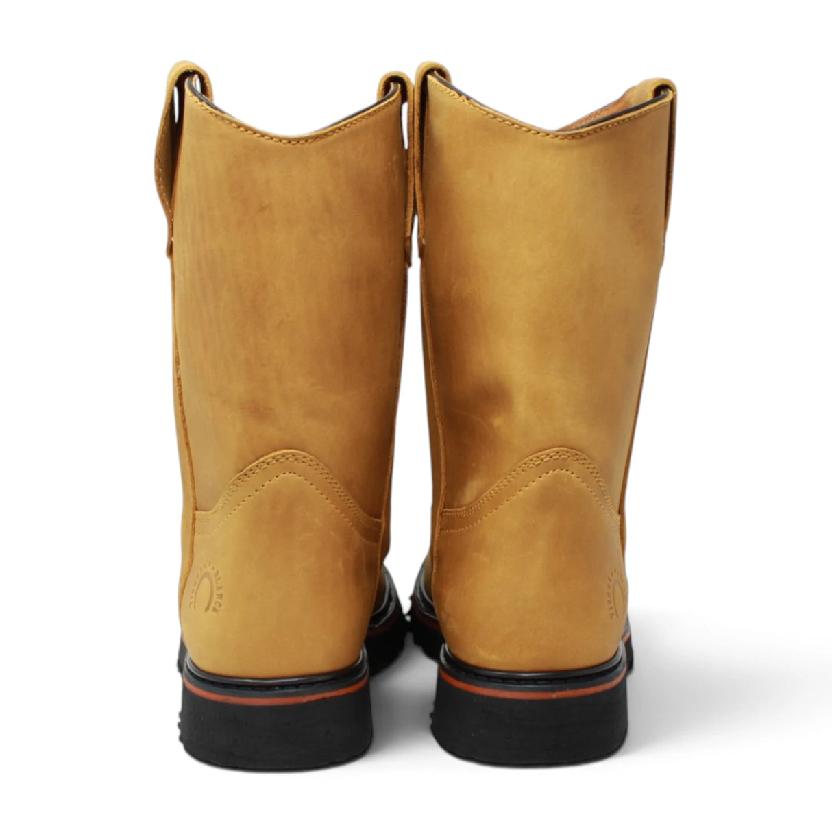 Bota de trabajo para hombre de piel con punta redonda y suela de hule Tractor de alta tracción, disponible en miel, back