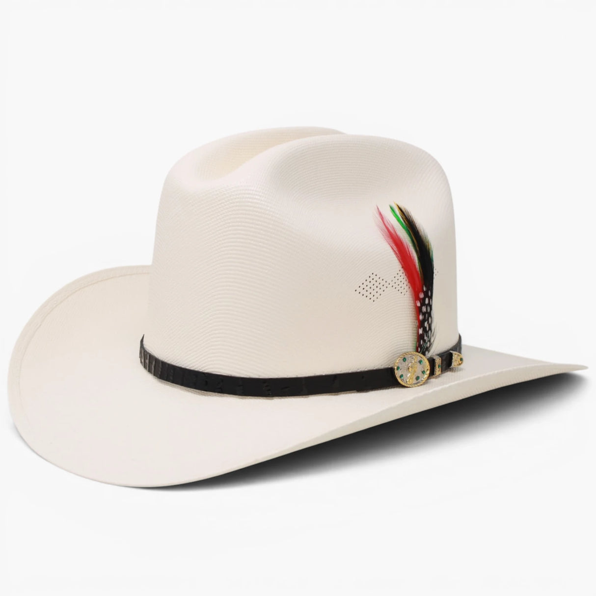 Sombrero 1000X San Judas Estilo Sinaloa con Plumas -Stone