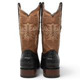 El Reparo Men's Print Caiman Tail Round Toe Boots - Black