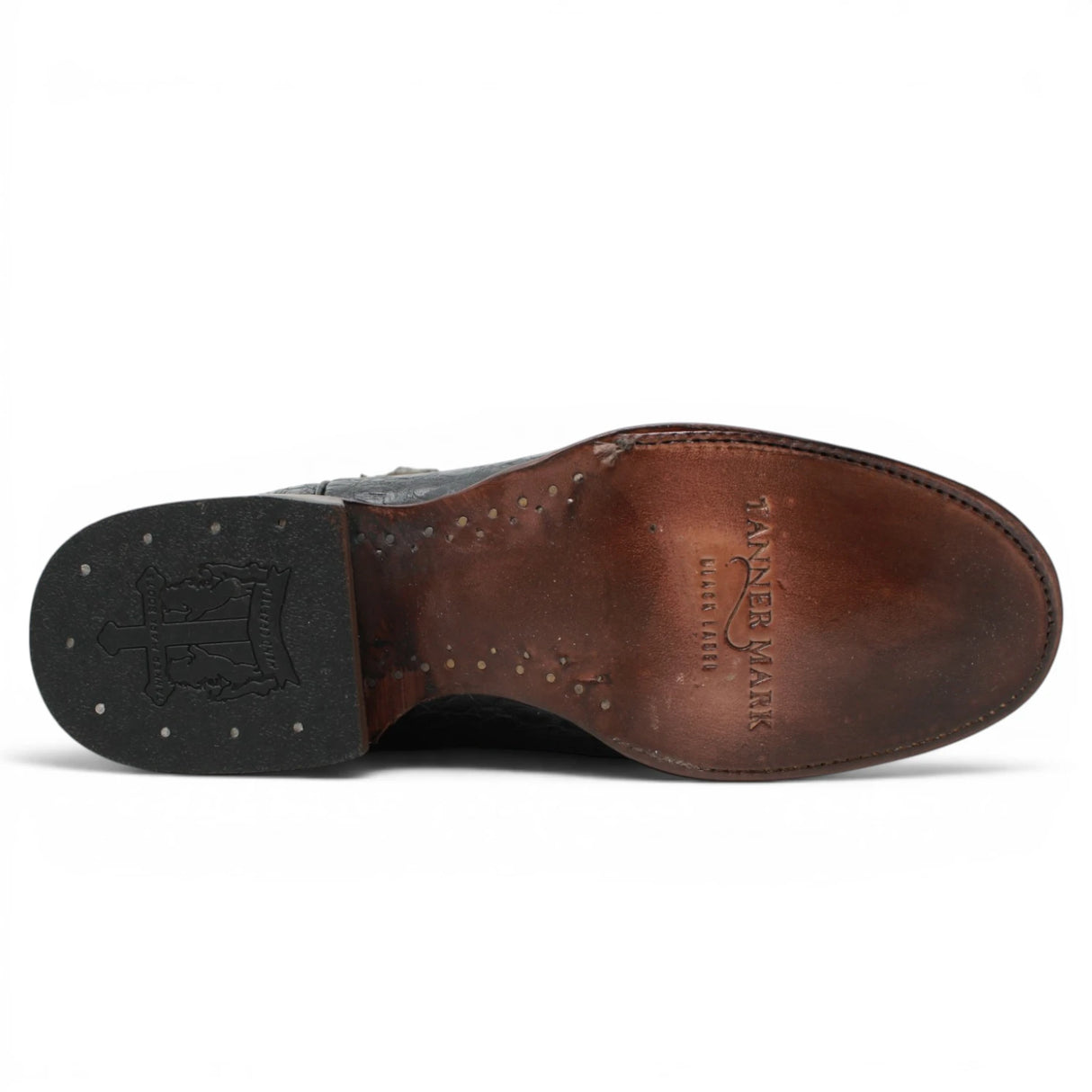 El Reparo Men's Print Caiman Tail Round Toe Boots - Black