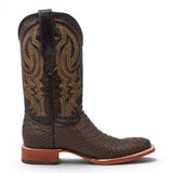 Men's Python Print Square Toe Boots in Brown Matte - Tanner Mark Boots