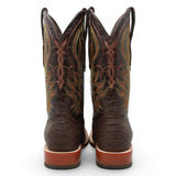 Men's Python Print Square Toe Boots in Brown Matte - Tanner Mark Boots