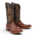 Men's Ostrich Print Square Toe Boots in Dark Shedron - Tanner Mark Boots