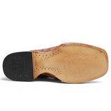 Men's Ostrich Print Square Toe Boots in Dark Shedron - Tanner Mark Boots