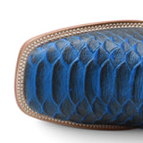 Men's Python Print Square Toe Boots in Black and Blue - Tanner Mark Boots