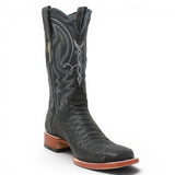 Men's Python Print Square Toe Boots in Black - Tanner Mark Boots